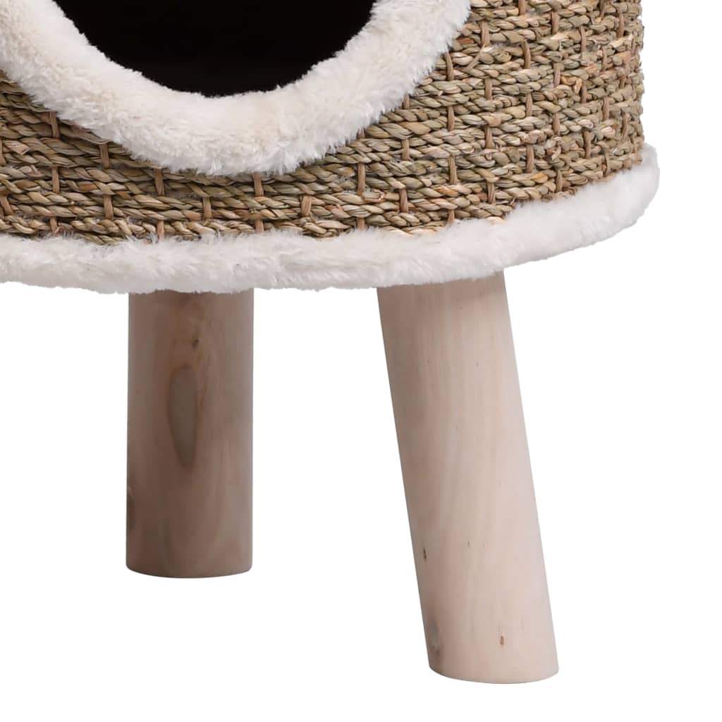 vidaXL Kočičí domeček s dřevěnými nohami 41 cm mořská tráva