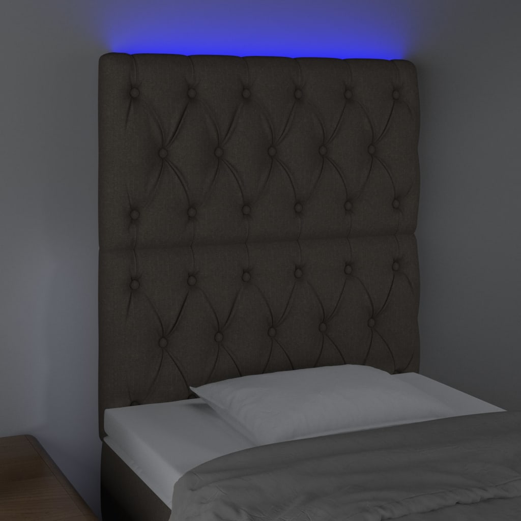 vidaXL Čelo postele s LED taupe 80x7x118/128 cm textil