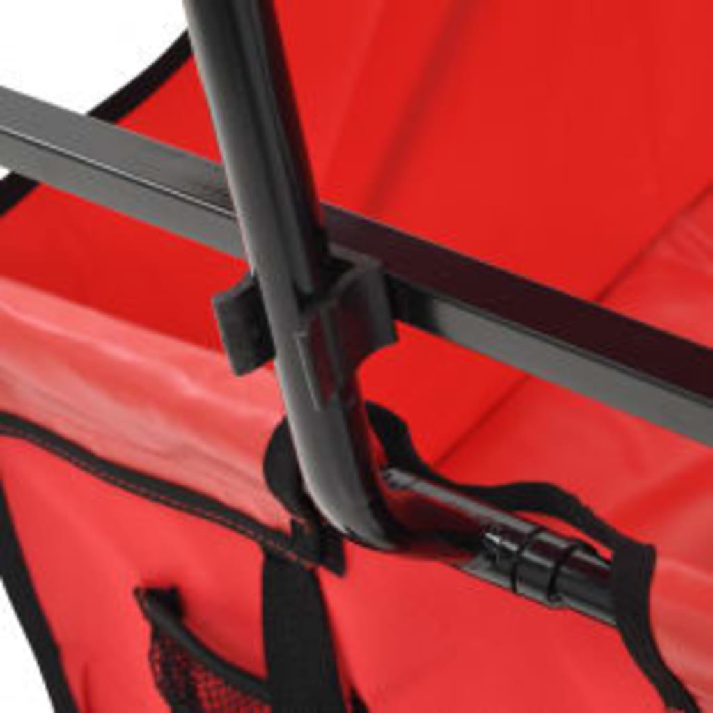 vidaXL Skládací ruční vozík se stříškou ocelový červený
