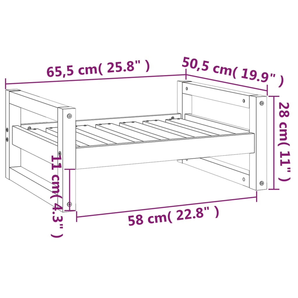 vidaXL Postel pro psy medově hnědá 65,5x50,5x28 cm masivní borovice