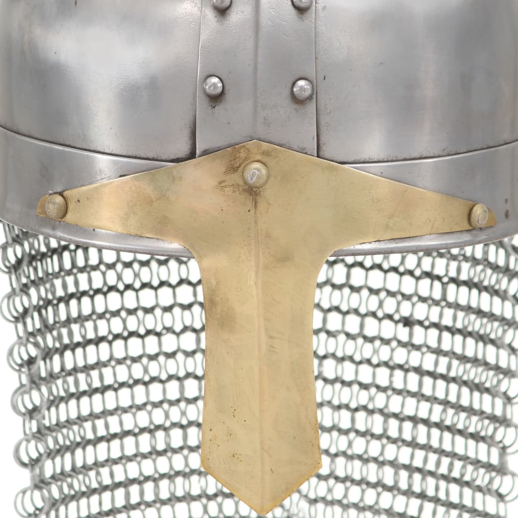 vidaXL Křižácká rytířská helma pro LARPy replika stříbro ocel