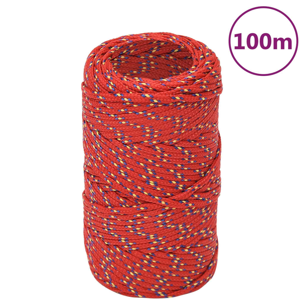 vidaXL Lodní lano červené 2 mm 100 m polypropylen