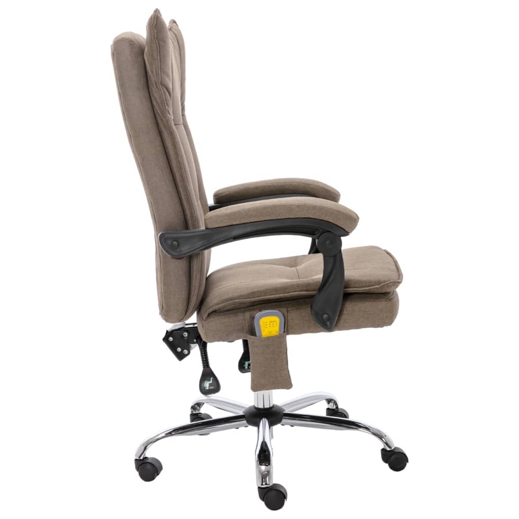 vidaXL Masážní kancelářská židle taupe textil