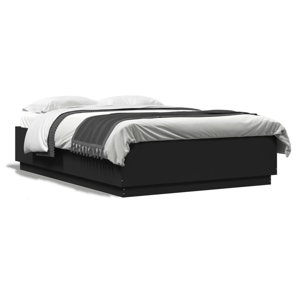 vidaXL Rám postele s LED osvětlením černý 140x200 cm kompozitní dřevo