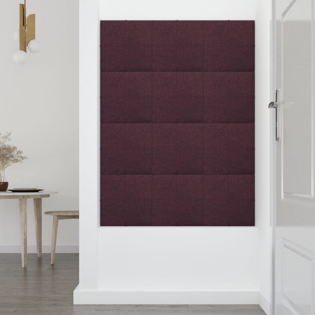 vidaXL Nástěnné panely 12 ks fialové 30 x 30 cm textil 1,08 m²
