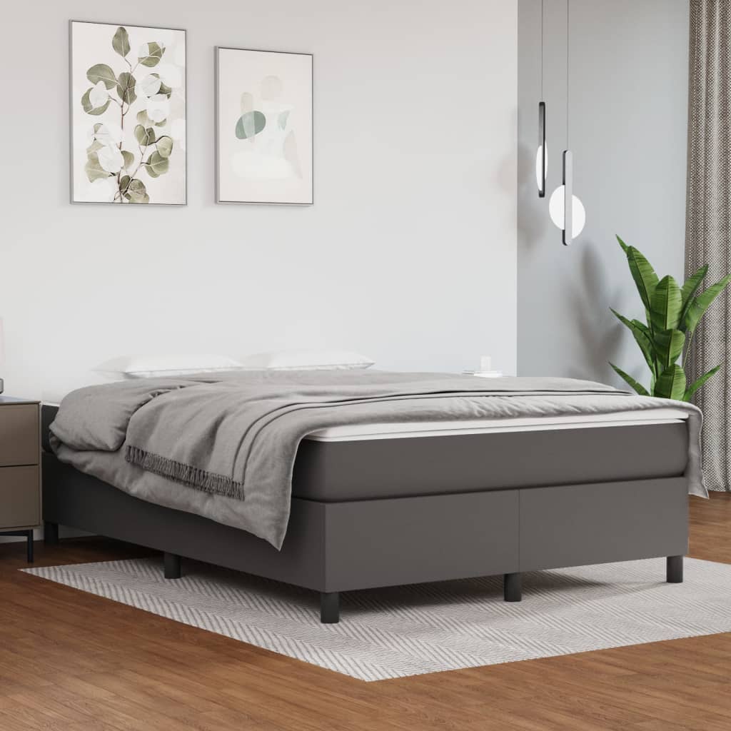 vidaXL Box spring postel šedá 140 x 200 cm umělá kůže