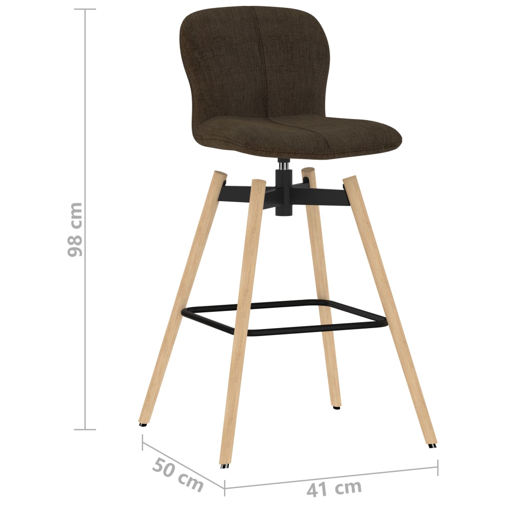 vidaXL Otočné barové židle 2 ks hnědé textil