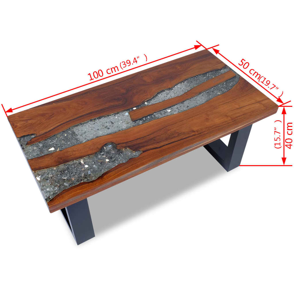 vidaXL Konferenční stolek, teak a pryskyřice 100x50 cm