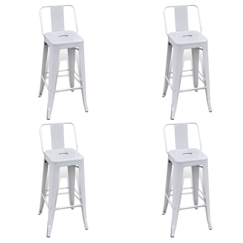 vidaXL Barové stoličky 4 ks bílé ocel