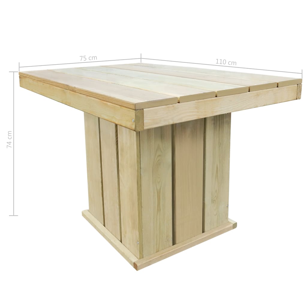 vidaXL Zahradní stůl 110 x 75 x 74 cm impregnované borové dřevo