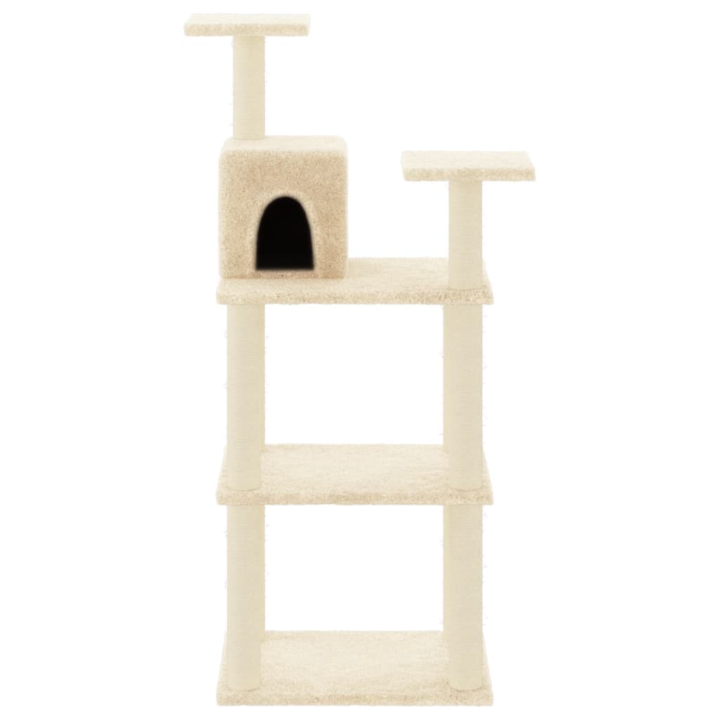 vidaXL Škrabadlo pro kočky se sisalovými sloupky krémové 119 cm