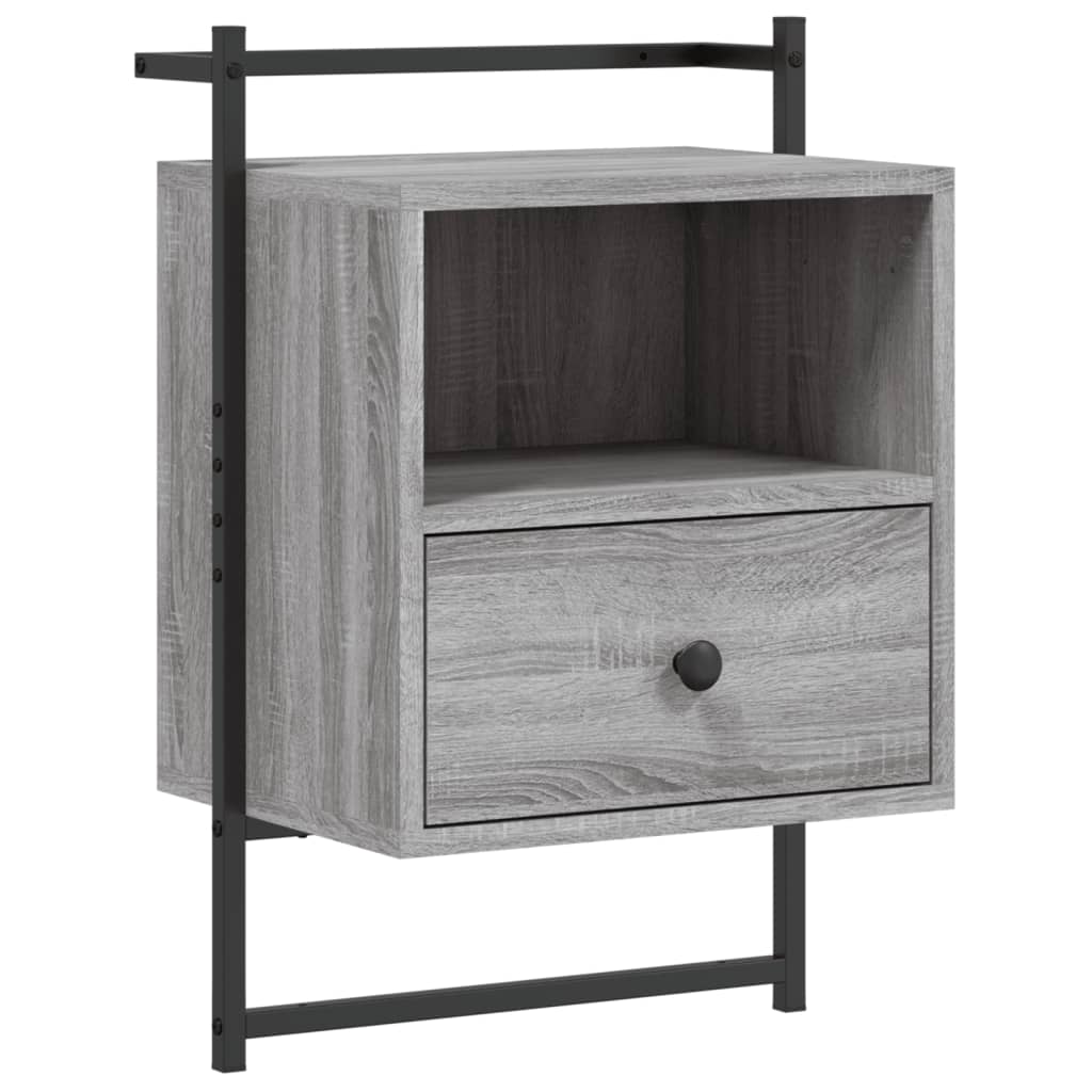 vidaXL Noční stolek nástěnný šedý sonoma 40x30x61 cm kompozitní dřevo