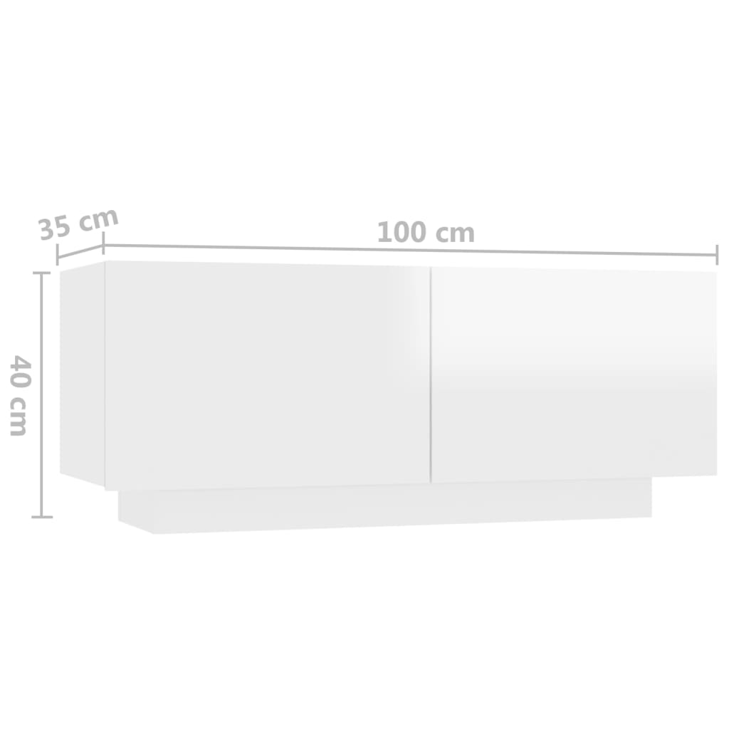 vidaXL TV stolek bílý s vysokým leskem 100 x 35 x 40 cm dřevotříska