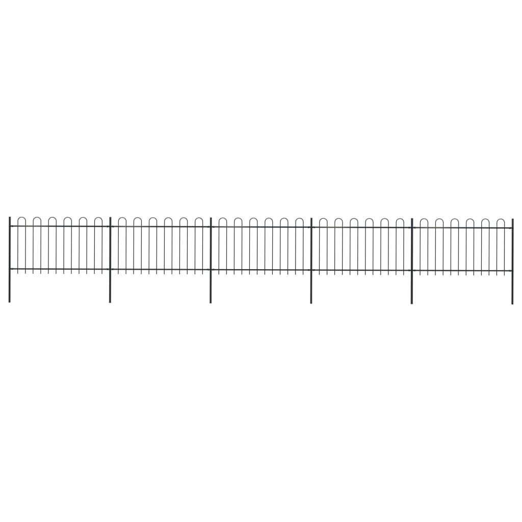 vidaXL Zahradní plot s obloučky ocelový 8,5 x 1 m černý