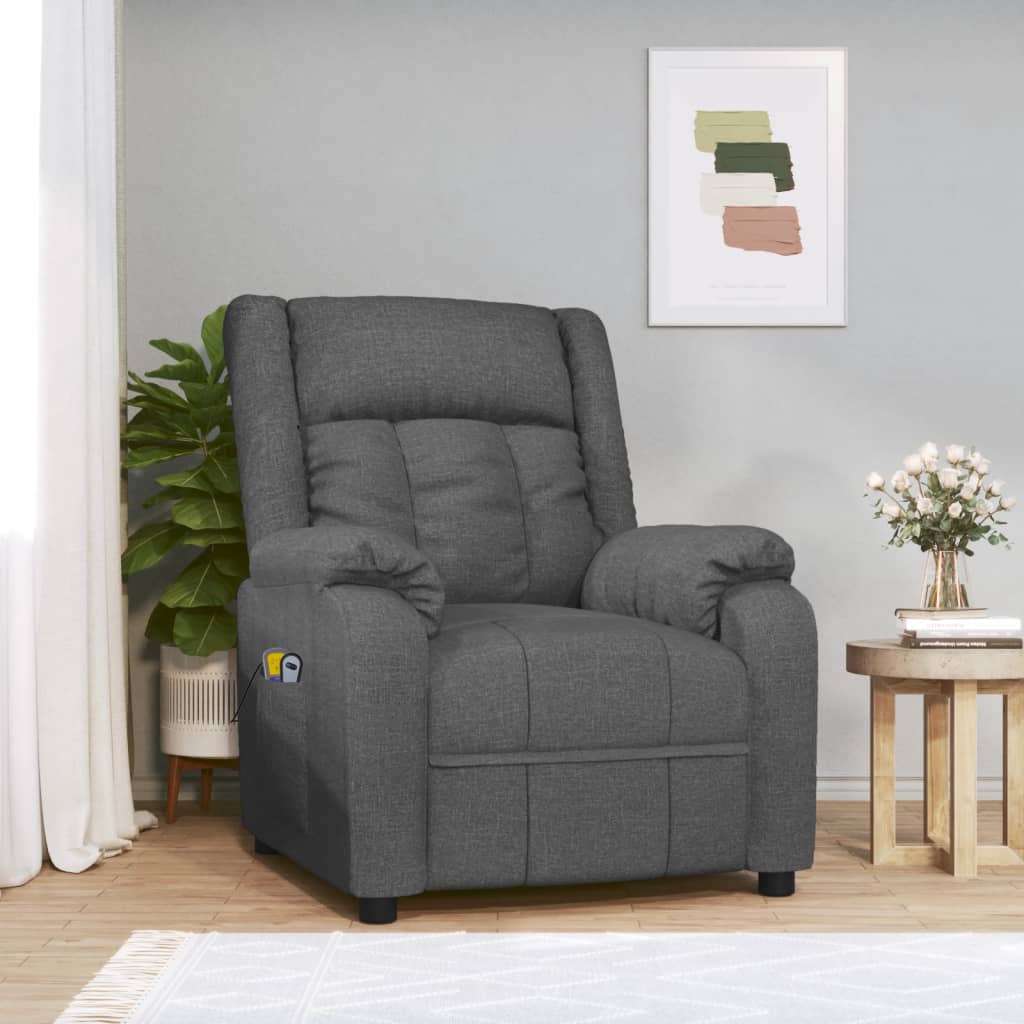 vidaXL Zvedací masážní křeslo tmavě šedé textil