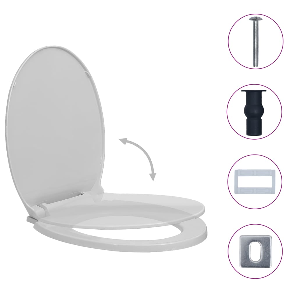 vidaXL WC sedátko s pomalým sklápěním rychloupínací světle šedé oválné