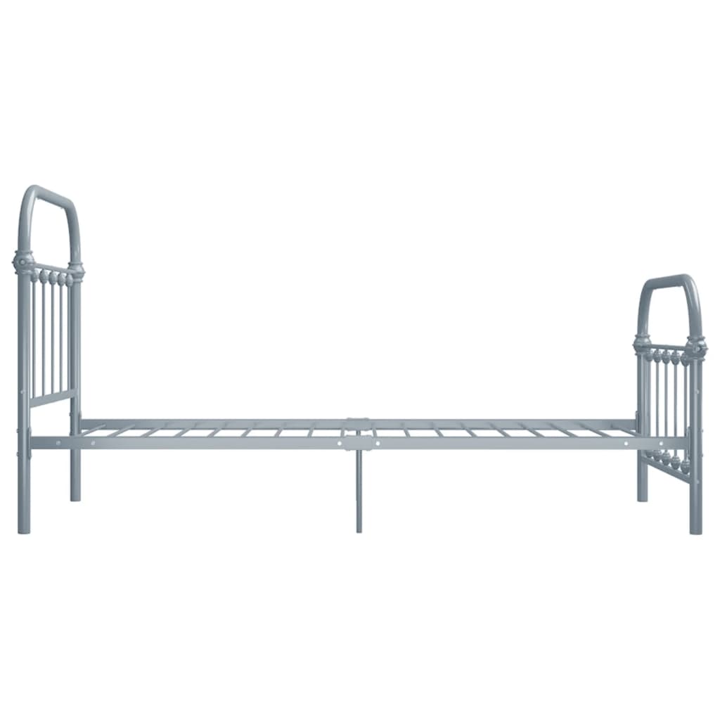 vidaXL Rám postele šedý kovový 90 x 200 cm