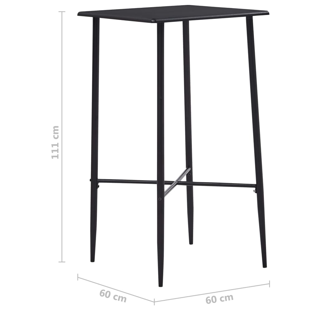 vidaXL Barový stůl černý 60 x 60 x 111 cm MDF