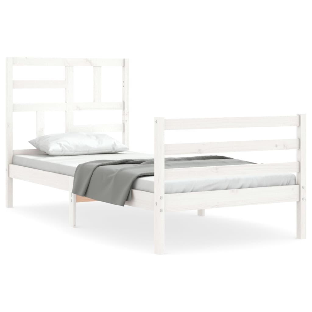 vidaXL Rám postele s čelem bílý 100 x 200 cm masivní dřevo