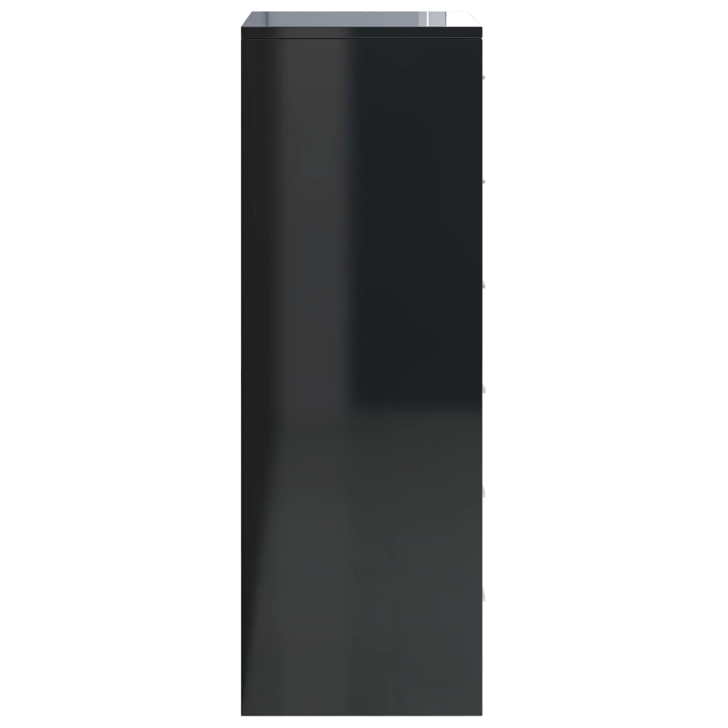 vidaXL Příborník se 6 zásuvkami černý s leskem 50x34x96 cm dřevotříska