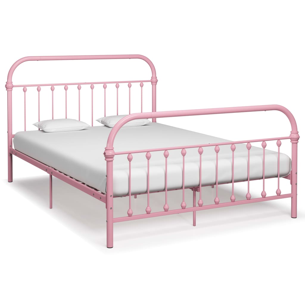 vidaXL Rám postele růžový kov 160 x 200 cm