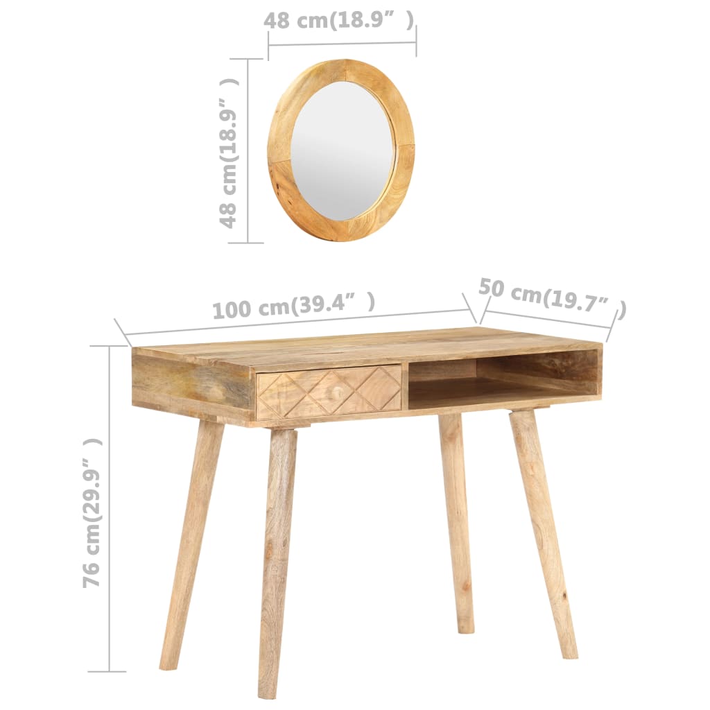 vidaXL Toaletní stolek 100 x 50 x 76 cm masivní mangovníkové dřevo