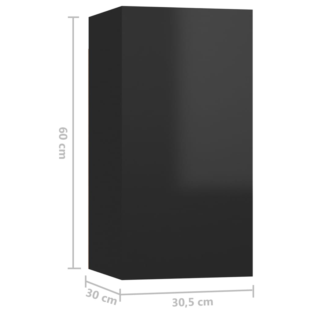 vidaXL TV stolky 4 ks černé s vysokým leskem 30,5x30x60 cm dřevotříska