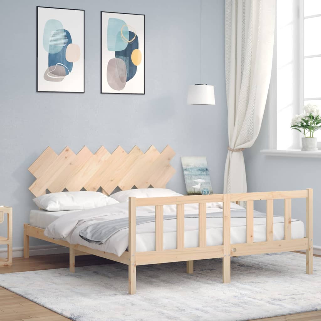 vidaXL Rám postele s čelem 160 x 200 cm masivní dřevo