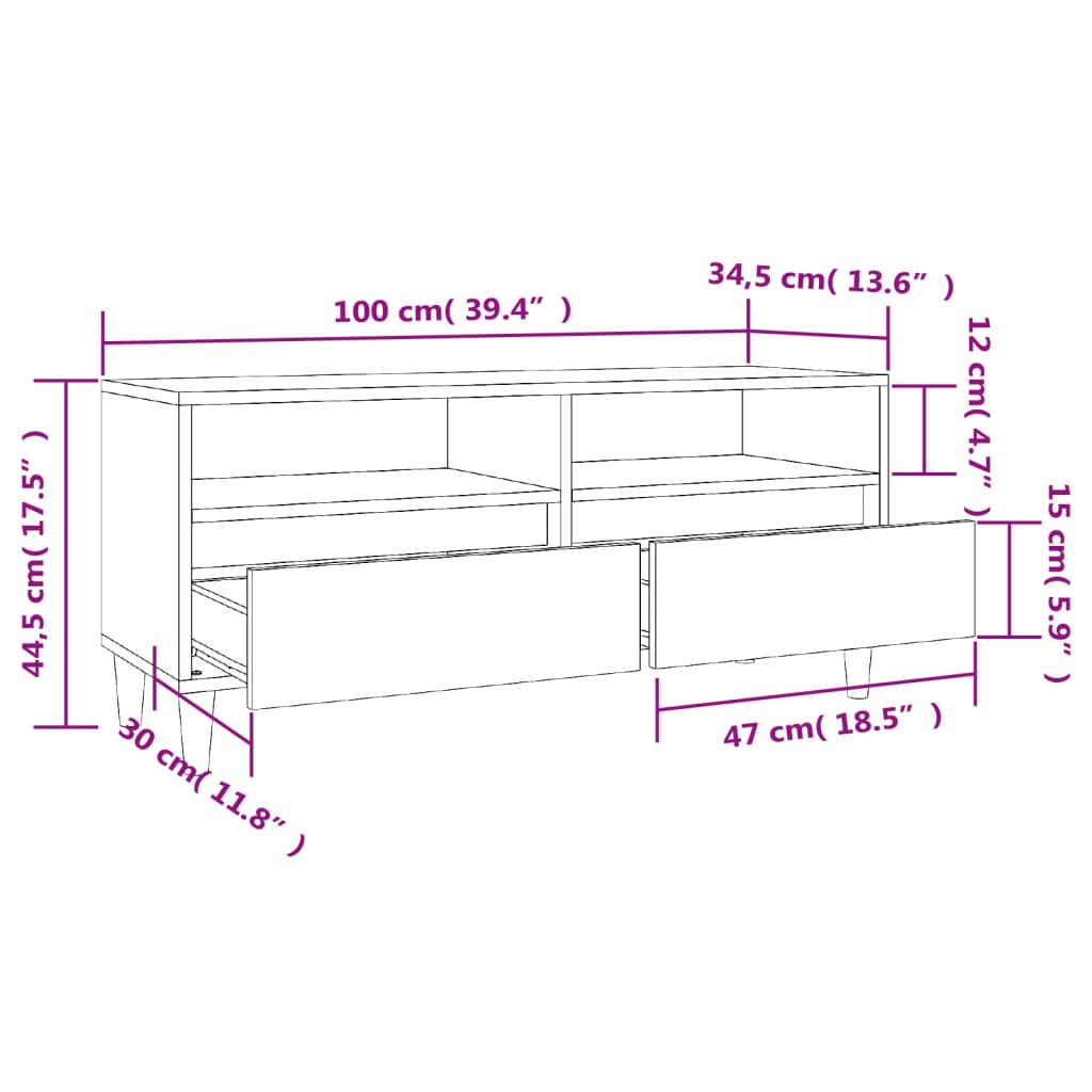 vidaXL TV skříňka bílá vysoký lesk 100x34,5x44,5 cm kompozitní dřevo