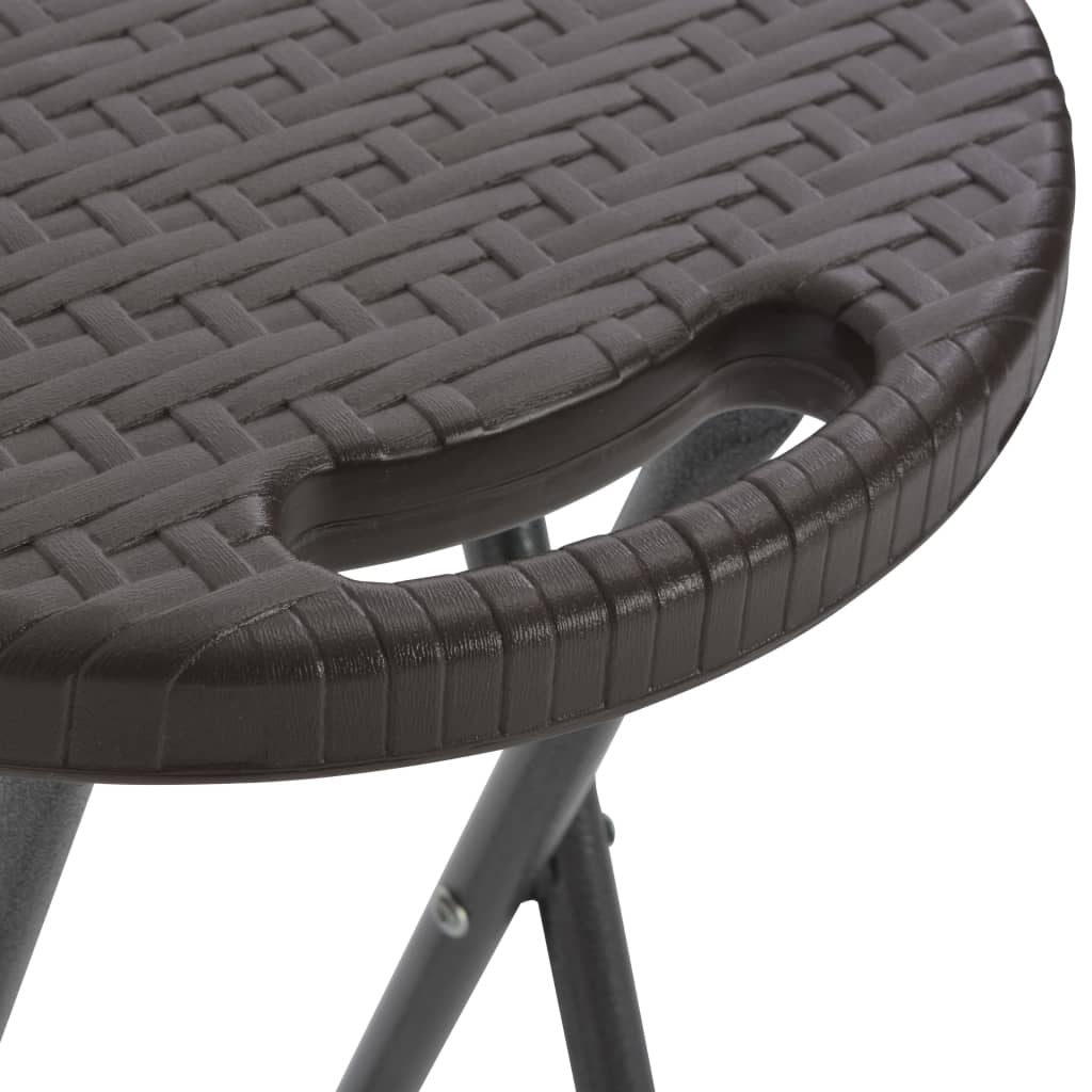 vidaXL Skládací barové stoličky 2 ks HDPE a ocel hnědé ratanový vzhled