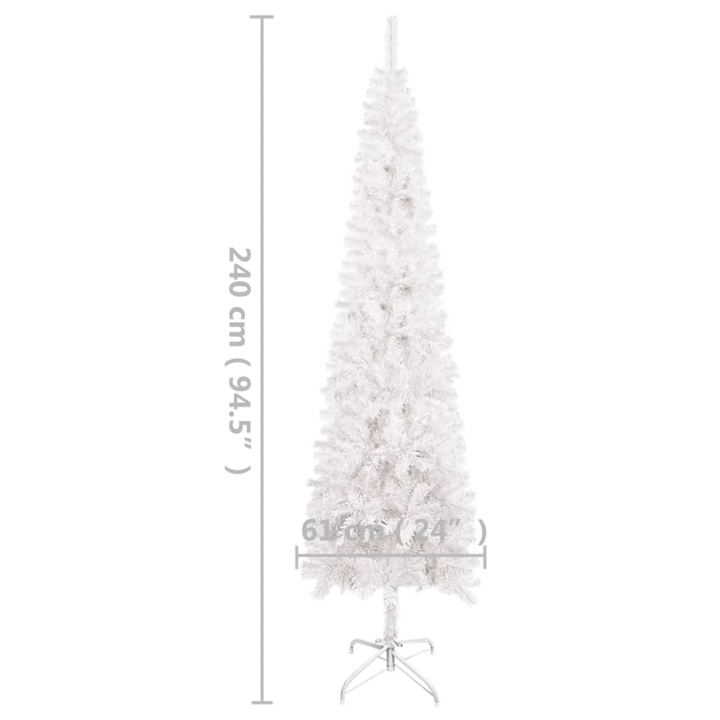 vidaXL Úzký vánoční stromek s LED osvětlením bílý 240 cm