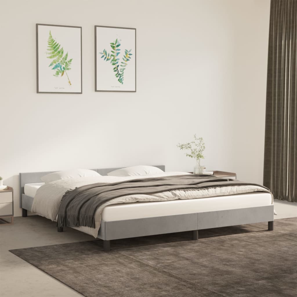 vidaXL Rám postele s čelem světle šedý 160x200 cm samet