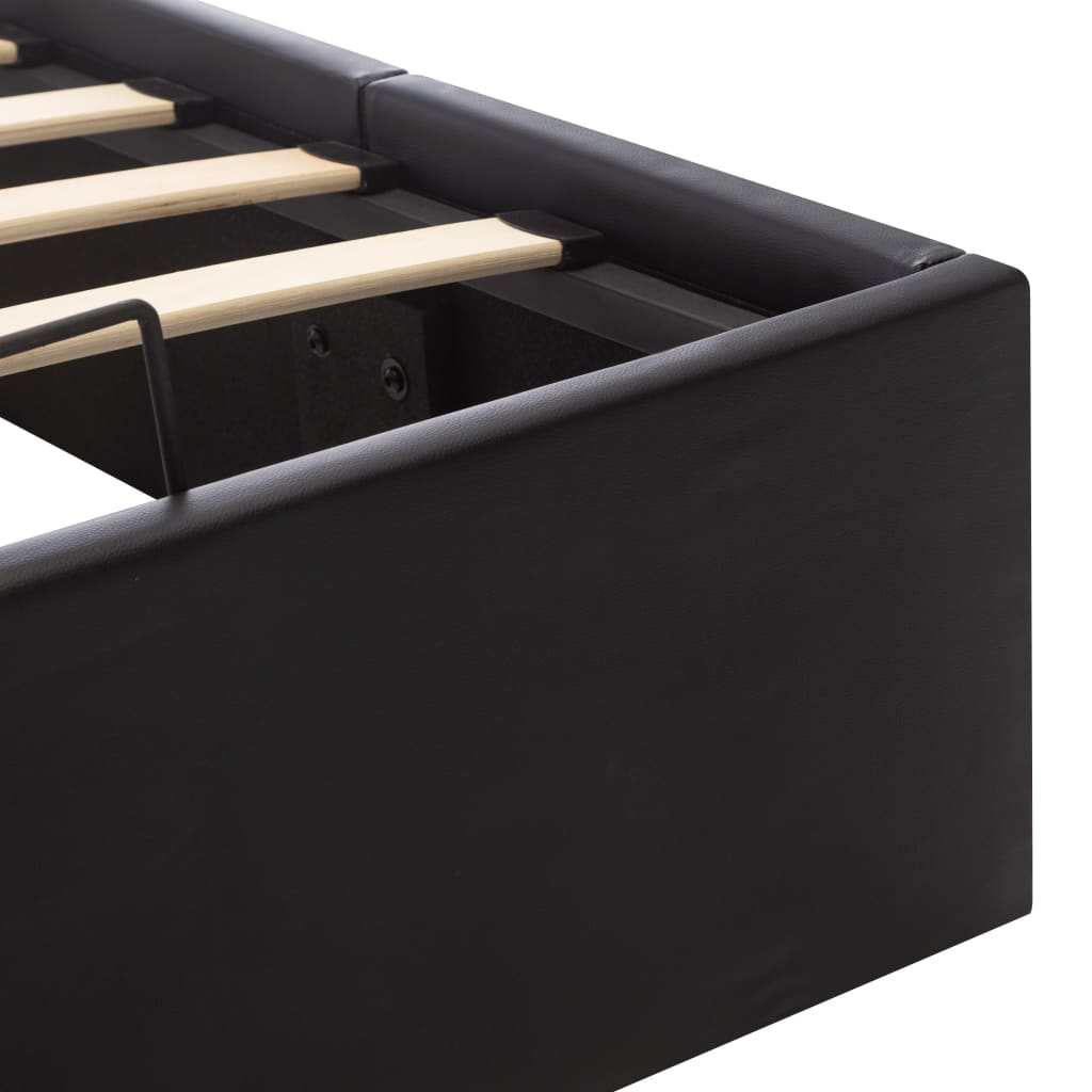 vidaXL Rám postele s úložným prostorem černý umělá kůže 90 x 200 cm