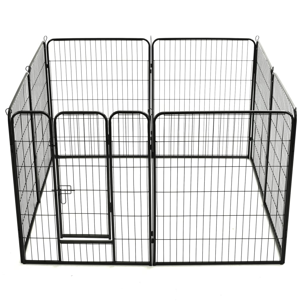 vidaXL Ohrádka pro psy 8 panelů ocelová 80 x 100 cm černá
