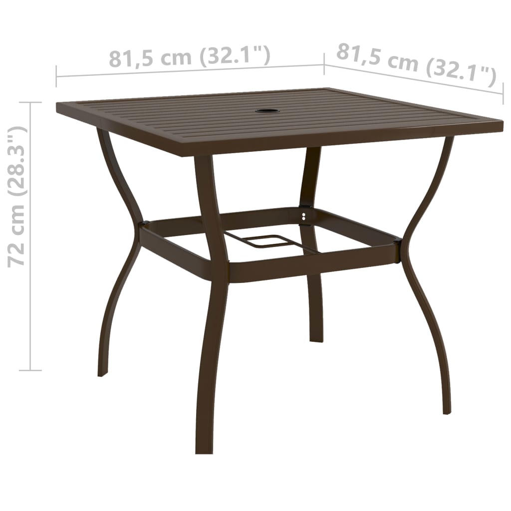 vidaXL Zahradní stůl hnědý 81,5 x 81,5 x 72 cm ocel