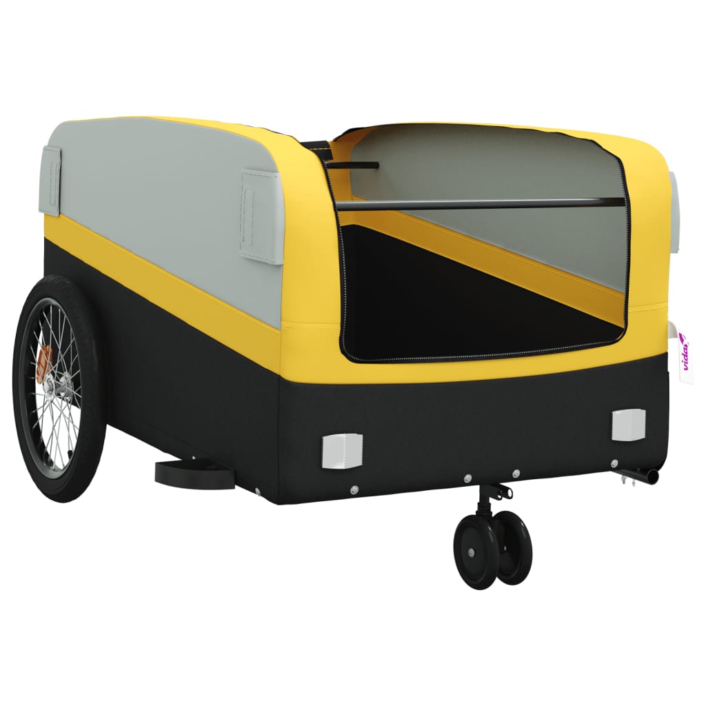 vidaXL Vozík za kolo černý a žlutý 45 kg železo