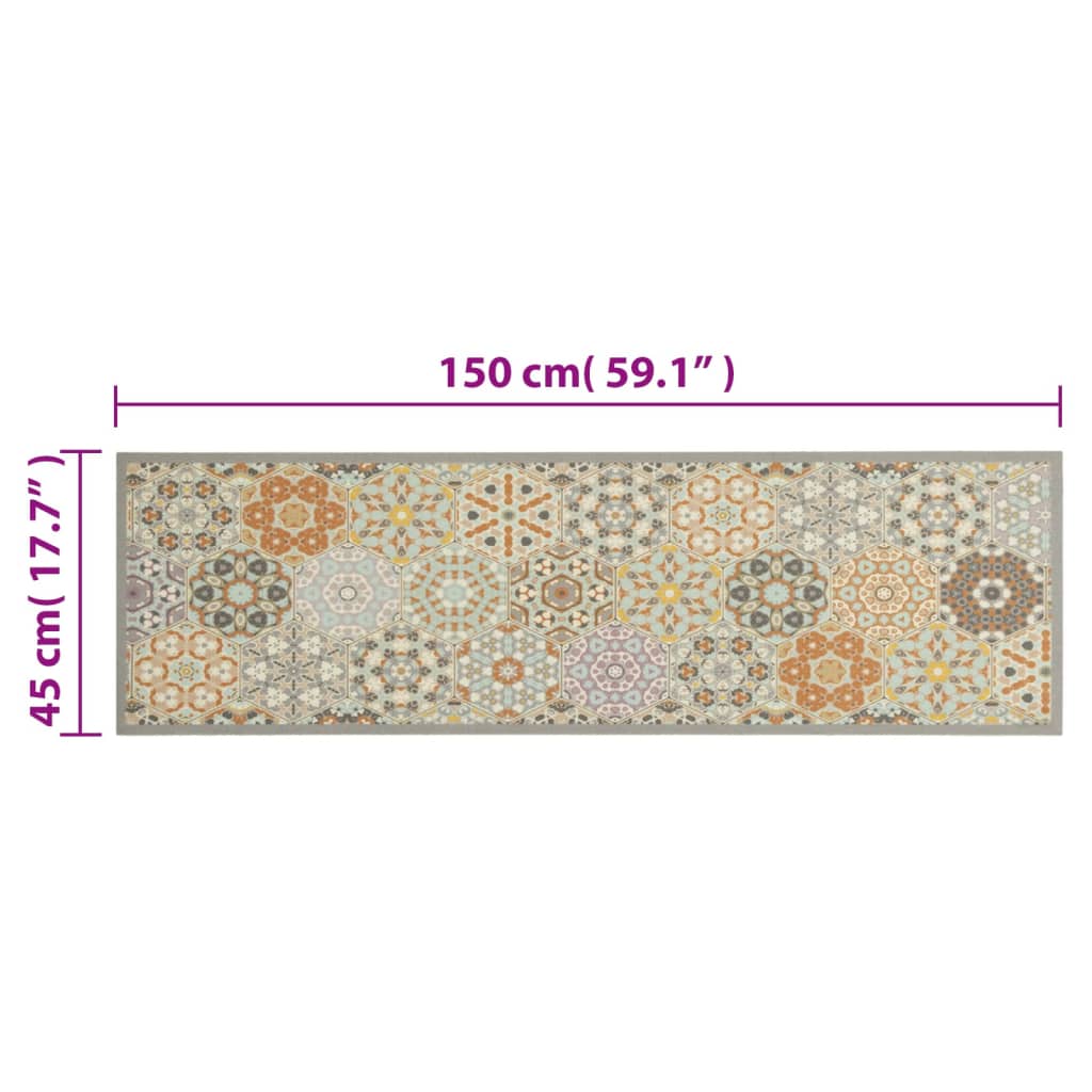 vidaXL Kuchyňský koberec omyvatelný Šestihranný vzor 45 x 150 cm samet