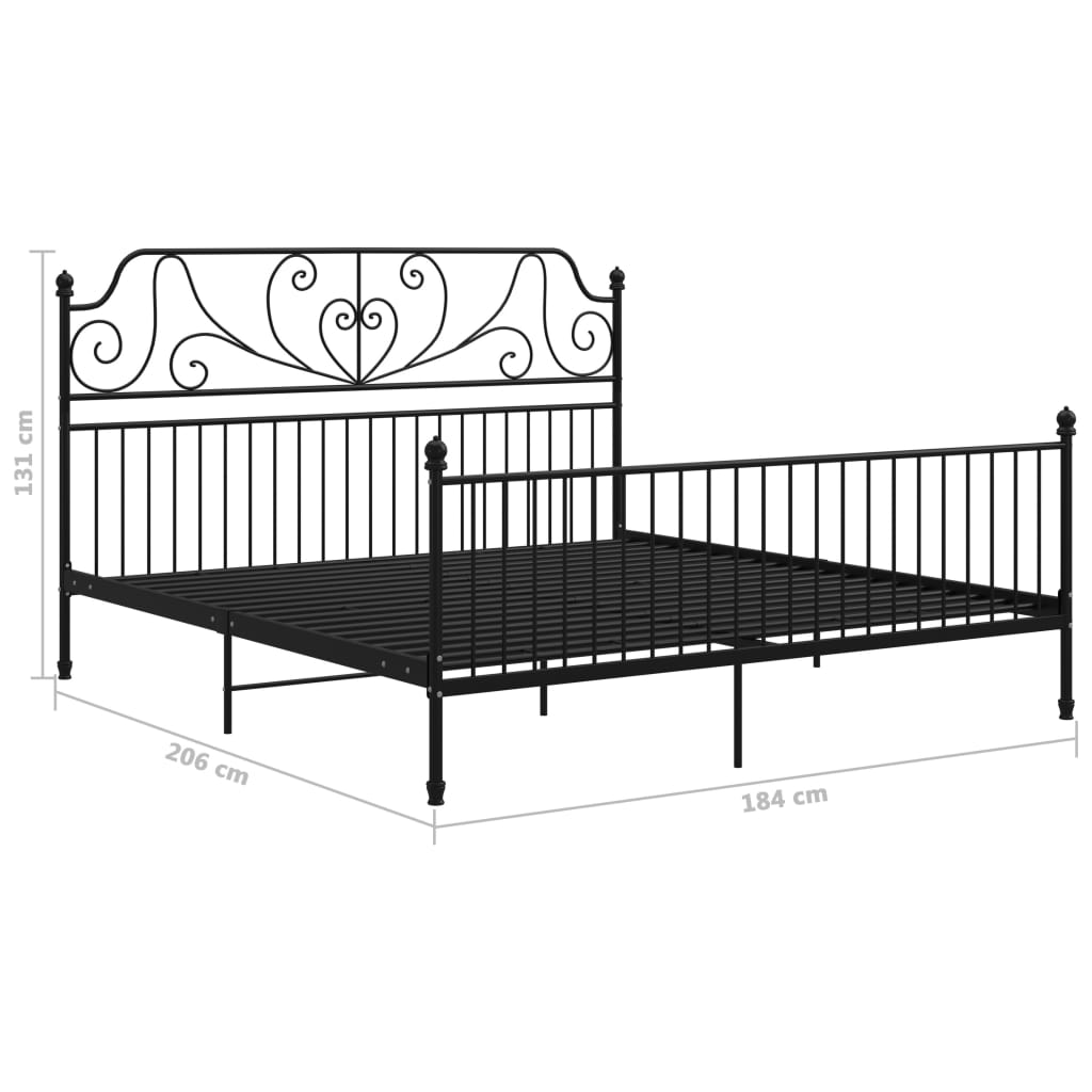vidaXL Rám postele černý kov 180 x 200 cm