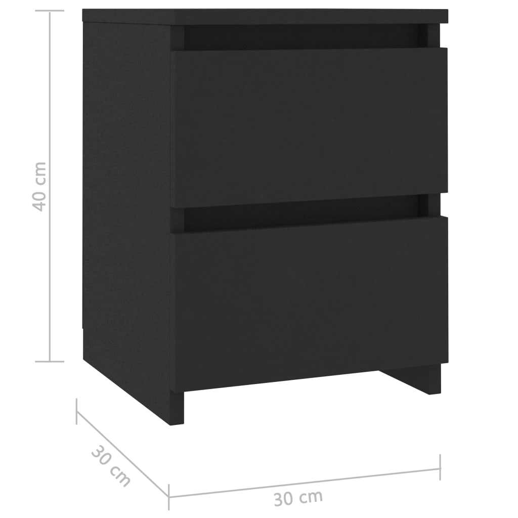vidaXL Noční stolky 2 ks černé 30 x 30 x 40 cm dřevotříska