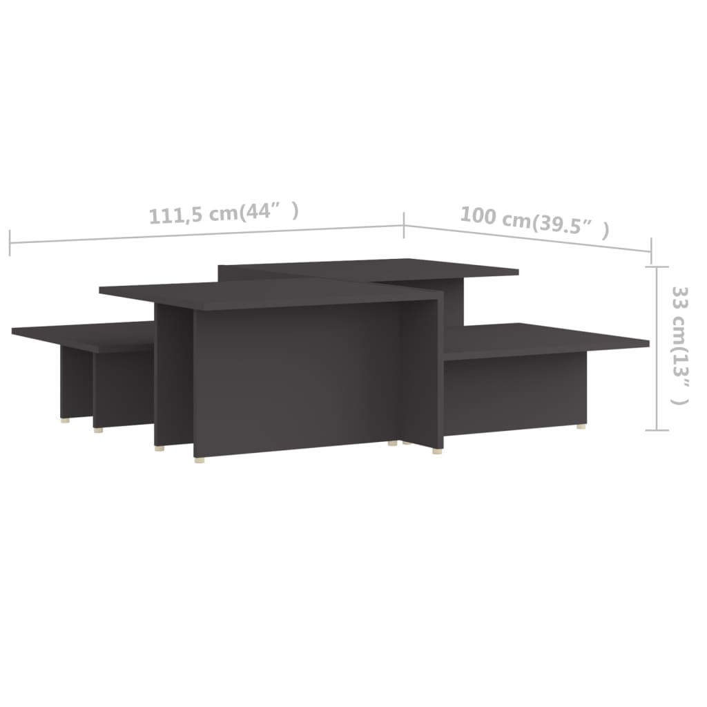 vidaXL Konferenční stolky 2 ks šedé 111,5 x 50 x 33 cm dřevotříska