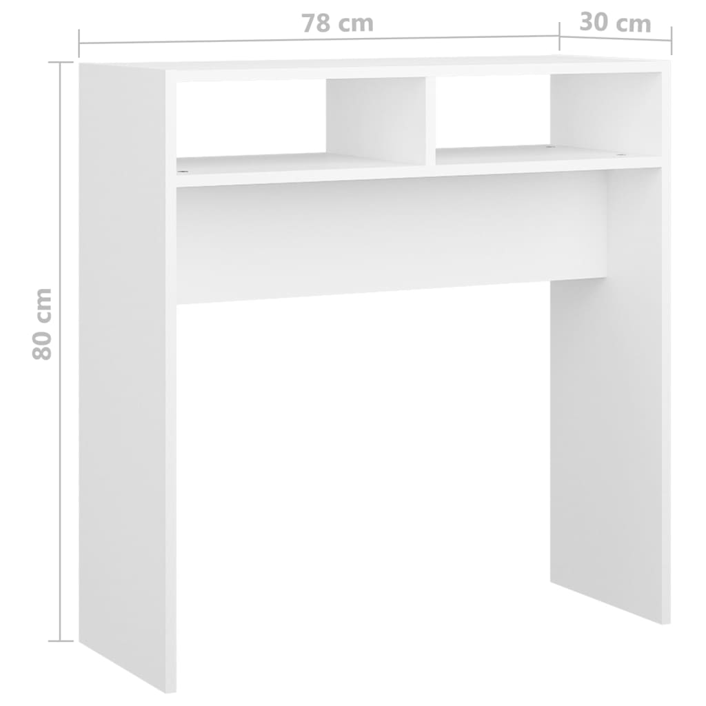 vidaXL Konzolový stolek bílý 78 x 30 x 80 cm dřevotříska