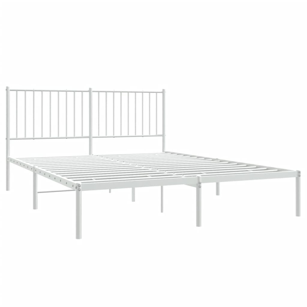 vidaXL Kovový rám postele s čelem bílý 160 x 200 cm