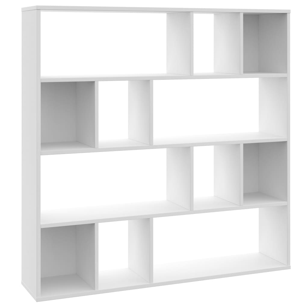 vidaXL Knihovna / dělící stěna bílá 110 x 24 x 110 cm dřevotříska