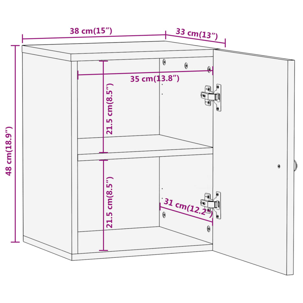 vidaXL Koupelnová nástěnná skříňka 38 x 33 x 48 cm masivní mangovník