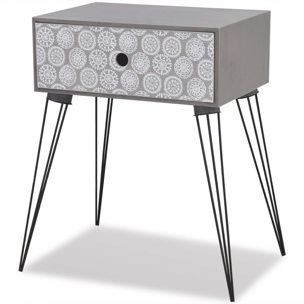vidaXL Noční stolek s 1 zásuvkou obdélníkový šedý