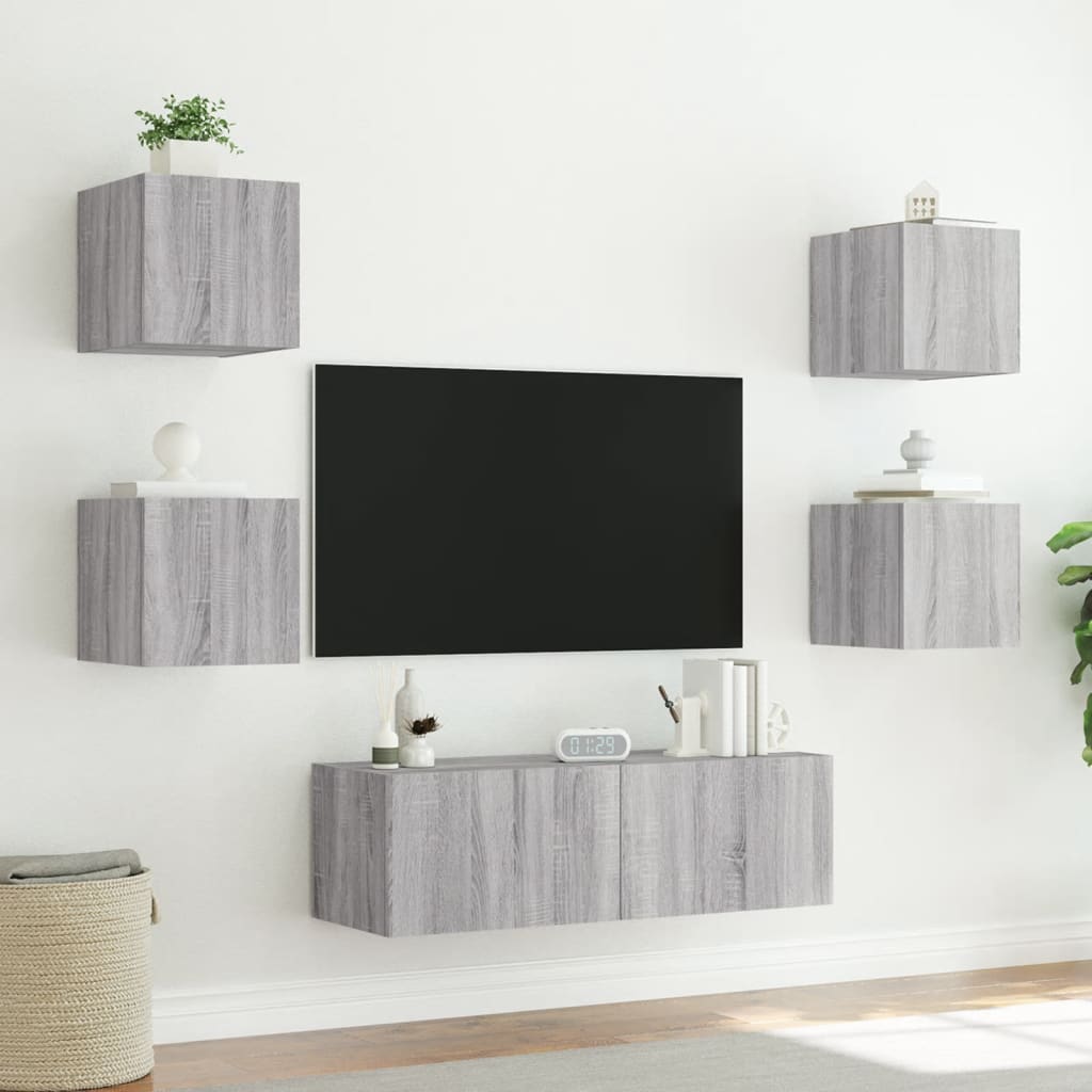 vidaXL 5dílná obývací stěna s LED osvětlením šedá sonoma