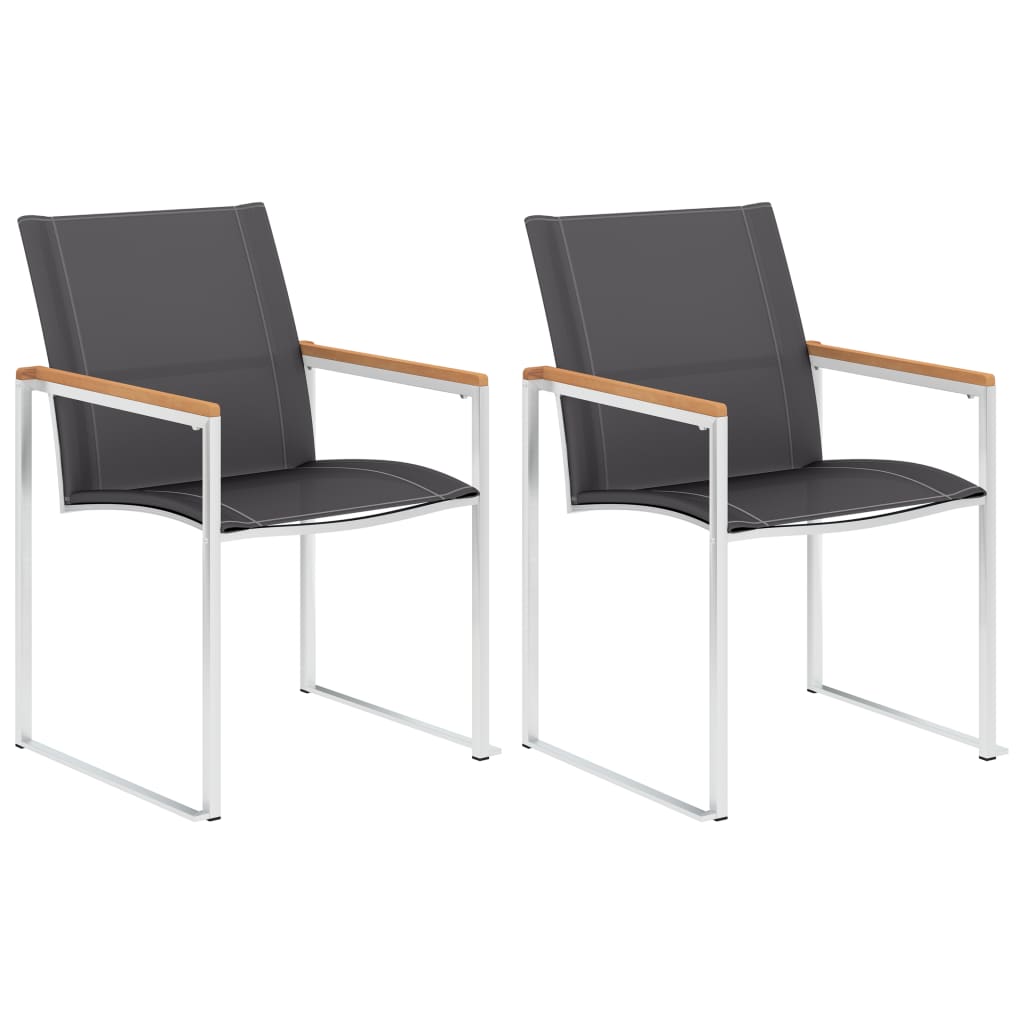 vidaXL Zahradní židle 2 ks textilen a nerezová ocel šedé