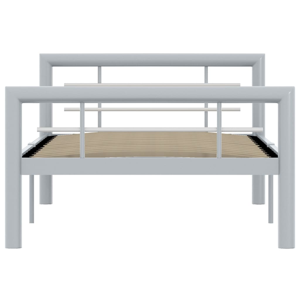 vidaXL Rám postele šedobílý kov 90 x 200 cm