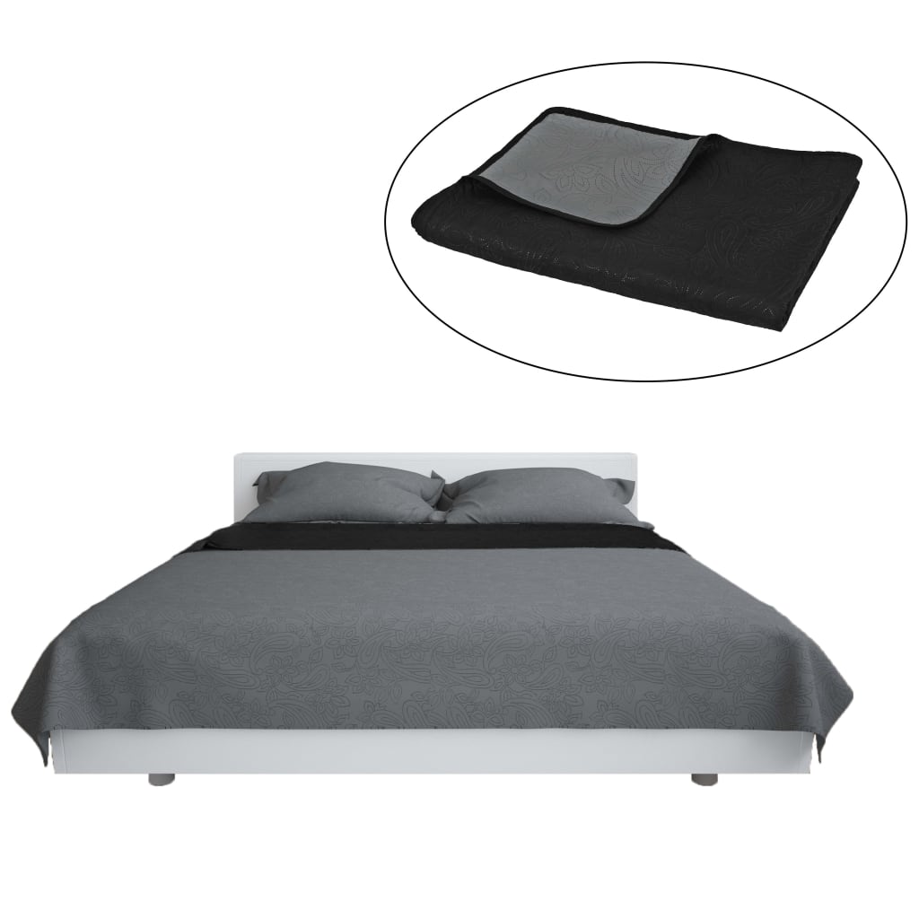 vidaXL Oboustranný prošívaný přehoz na postel 170 x 210 cm šedo-černý