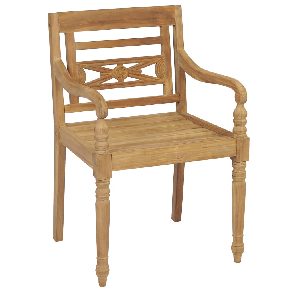 vidaXL Židle Batavia 2 ks s krémovými poduškami masivní teakové dřevo